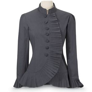 The Pyramid Collection Charcoal Pleated Ruffle Top/Jacket Size XS Steam Age